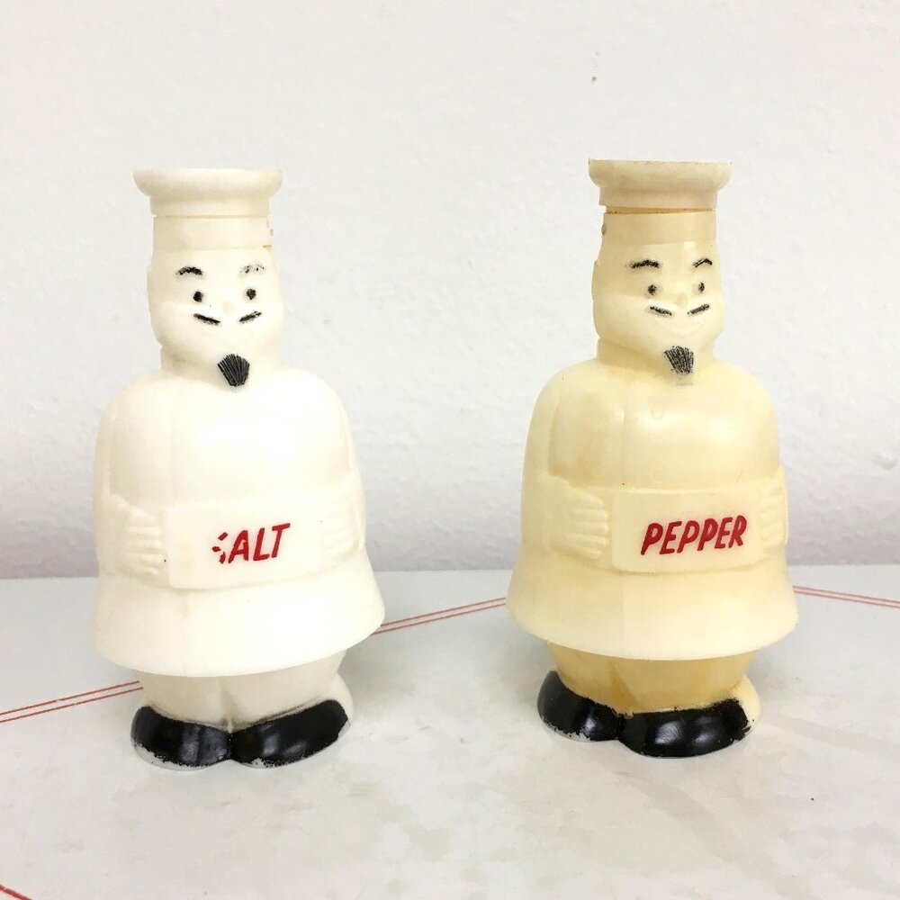 Vintage Plastic Chef Salt & Pepper Shakers